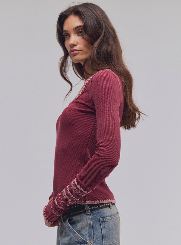Free People Aspen Thermal in Cabernet Combo, side view