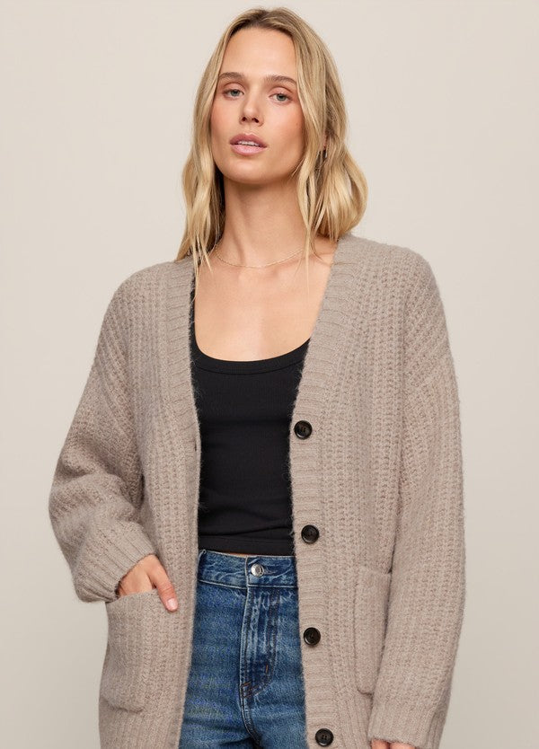 Z Supply Whitmore Cardigan in Light Khaki, front view