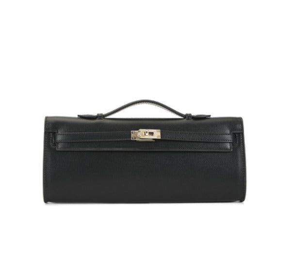 Billini Hadley East West Handbag in Black Saffiano, front view
