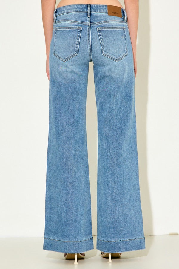 Hidden Happi Low Rise Pintuck Comfort Flare in Medium Light, back view