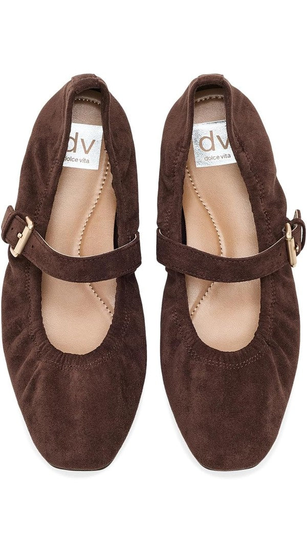 Dolce Vita Marria Ballet Flat in Brown, top detail view