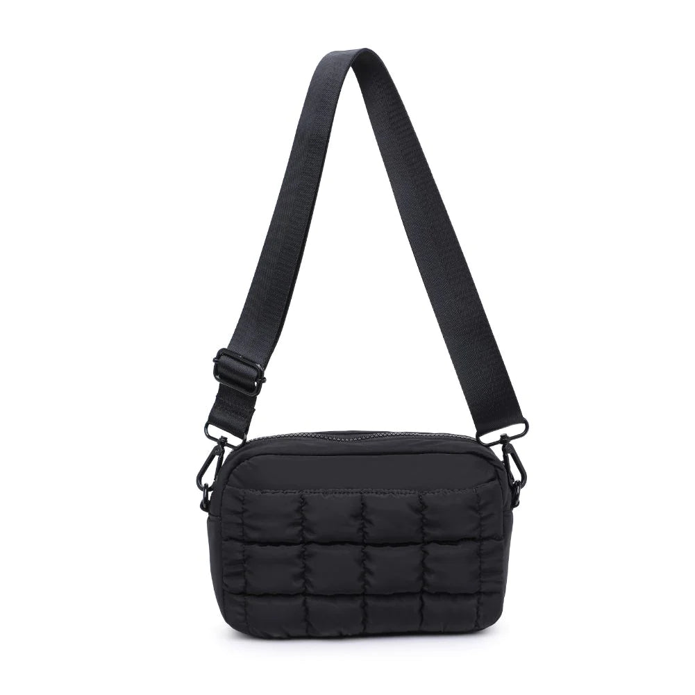 Sol and Selene Inspiration Quilted Crossbody Black. Whether you're brainstorming business plans or catching flights across the country, the Inspiration integrates fashion and function, while providing space to store your must-haves. Featuring a quilted design, this crossbody bag keeps you going while the ideas are flowing!