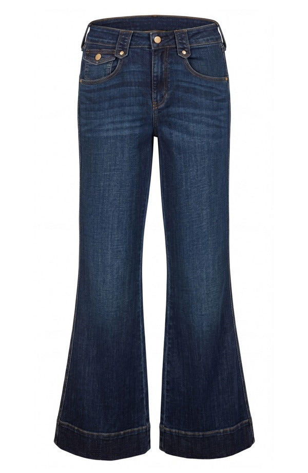 Liverpool Hannah Outlaw Flare in Duskwood Blue, front, flat