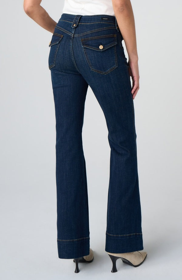 Liverpool Hannah Outlaw Flare in Duskwood Blue, back