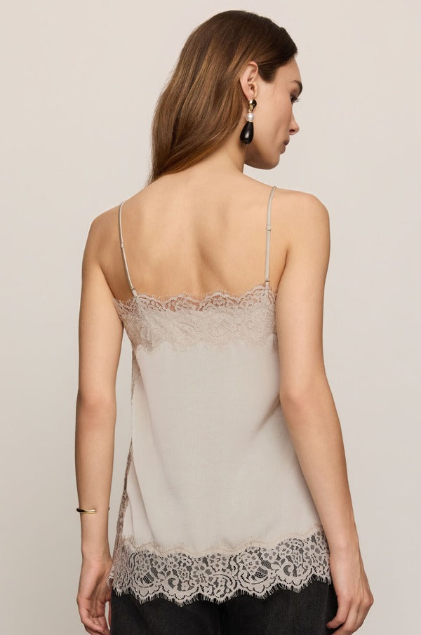 Z Supply Roselle Lace Cami in Frosted Pearl, back view