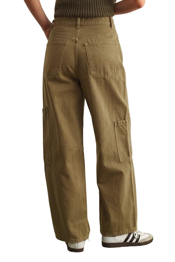 Miou Muse Washed Cargo Pant in Washed Brown, back view