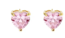 Pink Diamond Heart Stud Earring