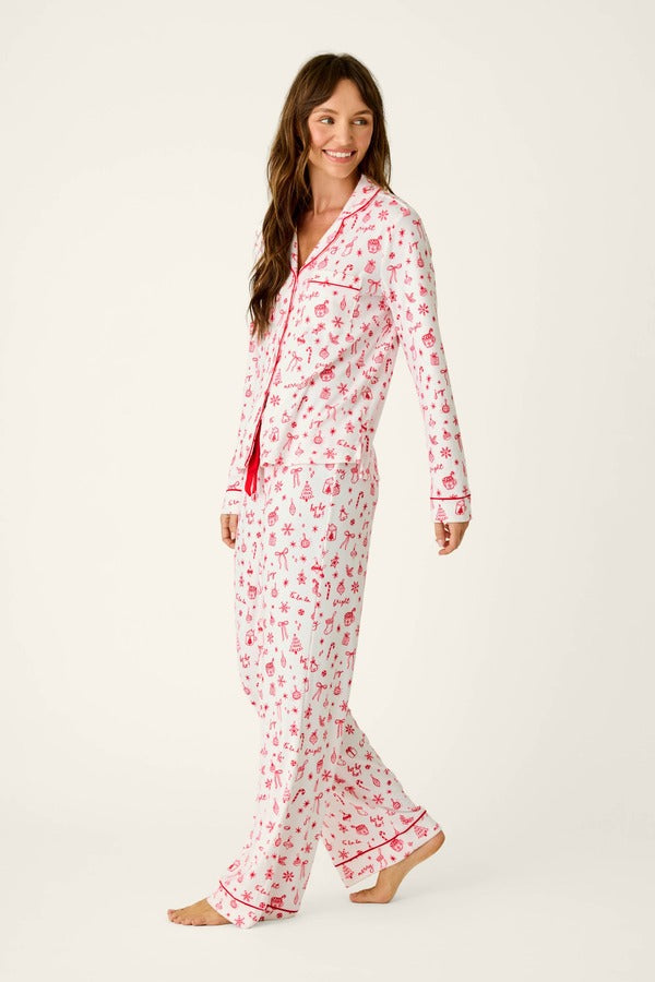 PJ Salvage Femme de Noel Pajama Set in Ivory