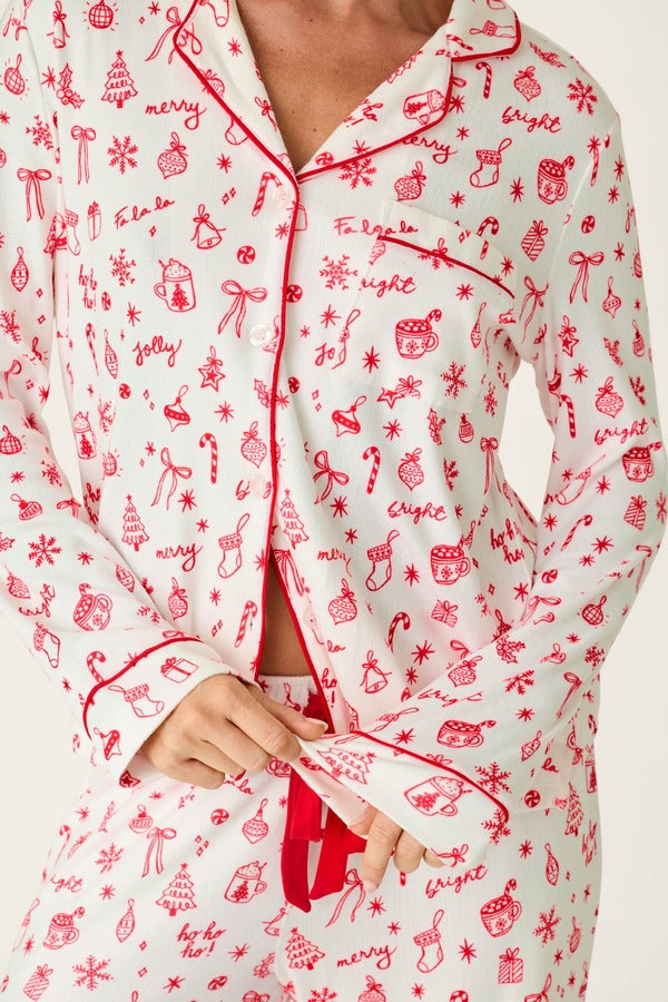 PJ Salvage Femme de Noel Pajama Set in Ivory