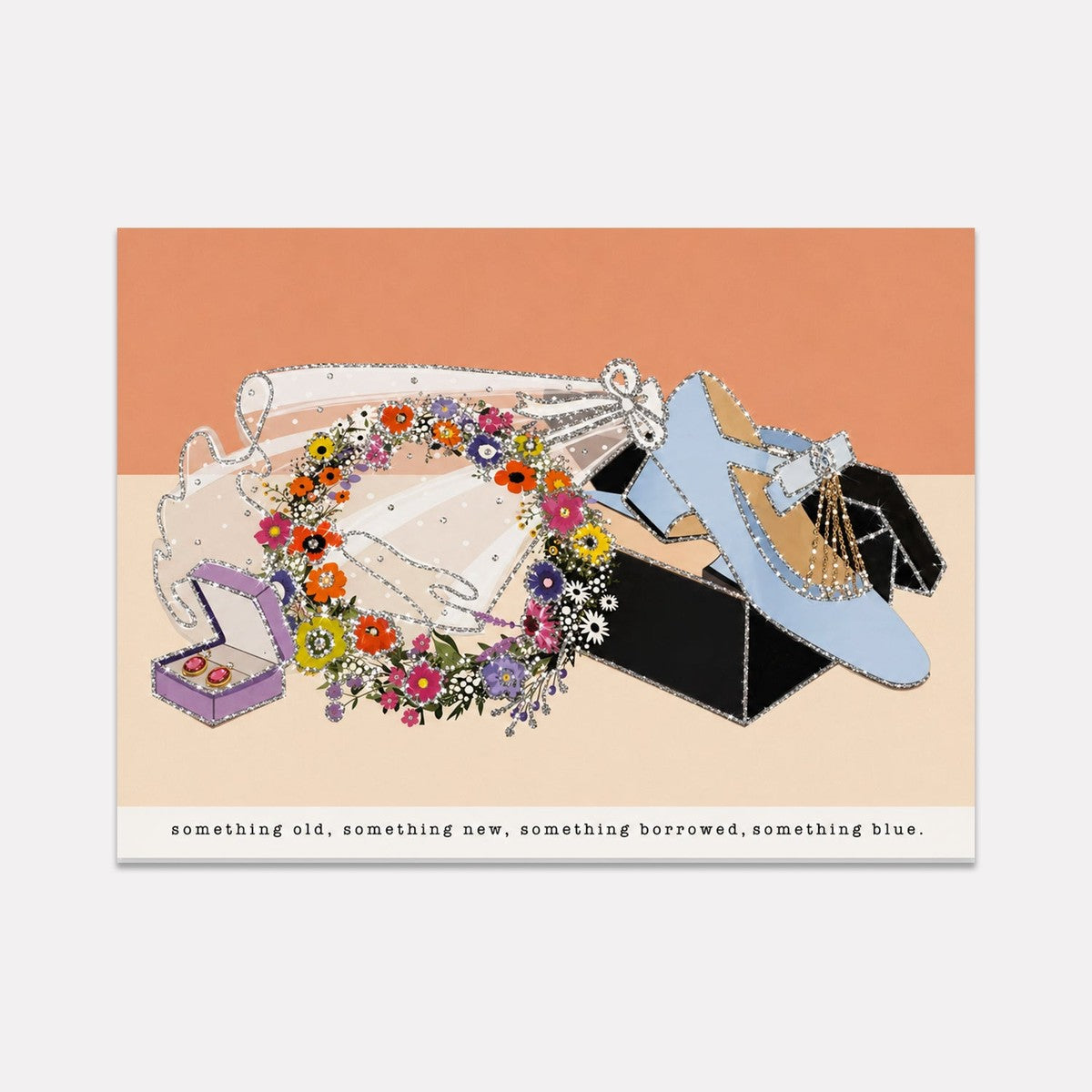 Verrier Something Old Something New Something Borrowed Something Blue greeting card, front view