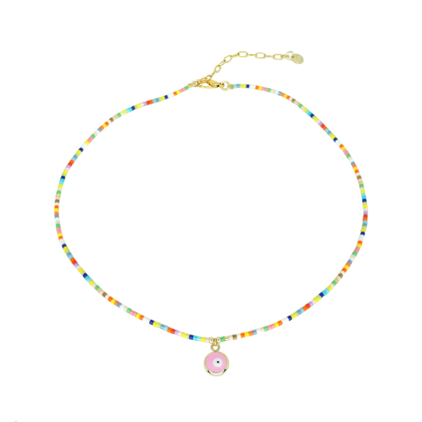 Seed Evil Eye Necklace. Look cute while being protected! The evil eye is used to protect the person that wears it from the spiteful look of others who envy or dislike them. It brings good luck, good karma and protects you against evil