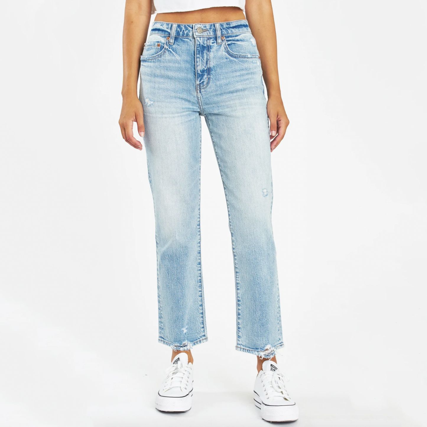 Daze Straight Up High Rise Straight Jean. They don't make them like this anymore, until now. The Straight Up in High Rise Jean is mostly rigid but yields to your body in all the right ways where you need it to. Made partially of organic cotton, leaving you and the earth feeling brand new