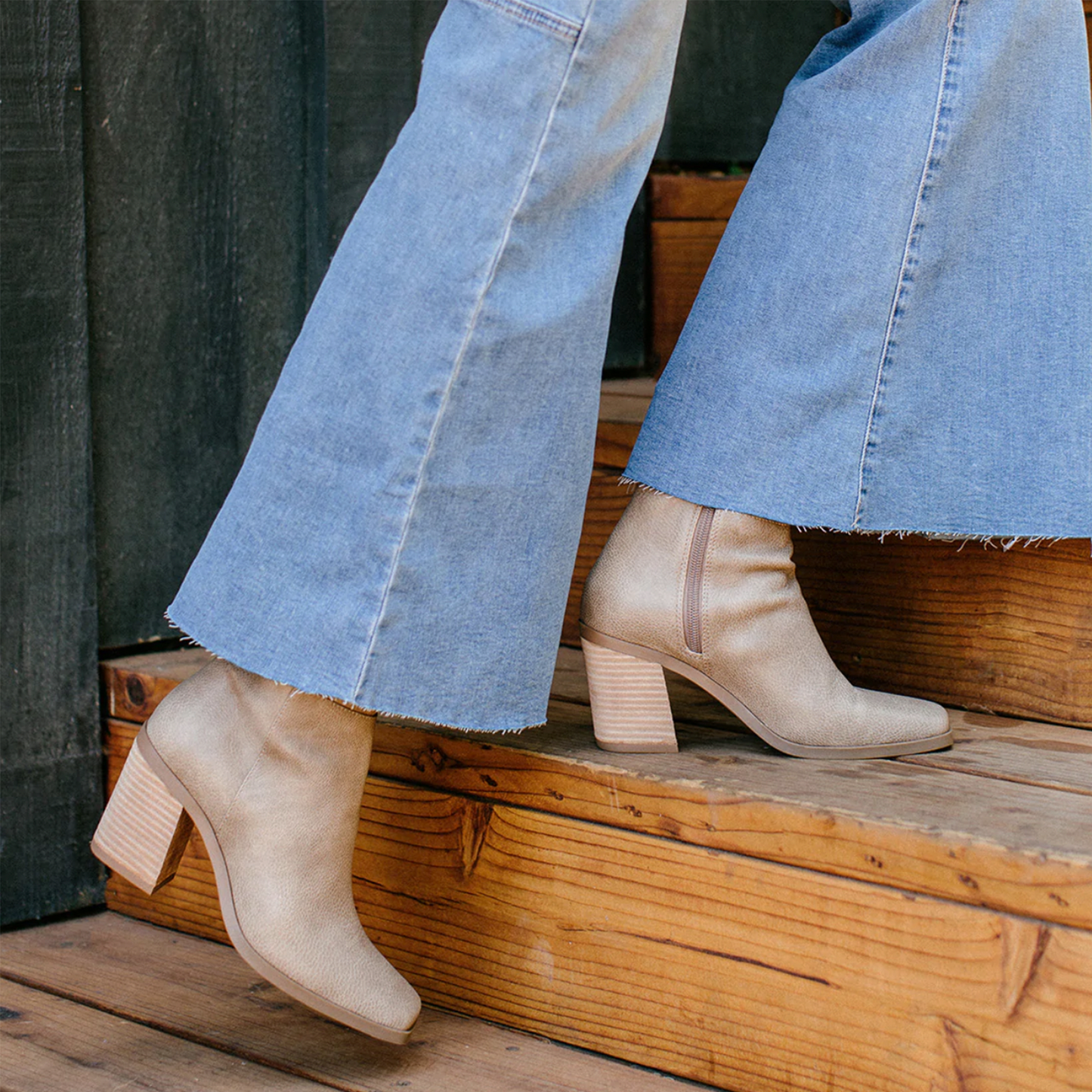 Maora Boot. This on-trend square toe boot are modern and retro at the same time. We love pairing these high ankle booties with both our skinny jeans and flared bell bottom jeans