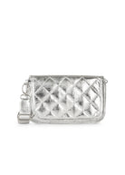 Haute Shore Rae Crossbody Silver. This crossbody features a quilted design with a flap closure, the perfect size for everyday wear that can be used day or night as a crossbody or a clutch.