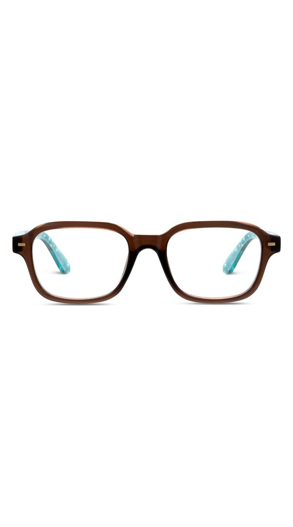 Peepers Fable Reading Glasses in Mocha Turquoise Quartz, front view