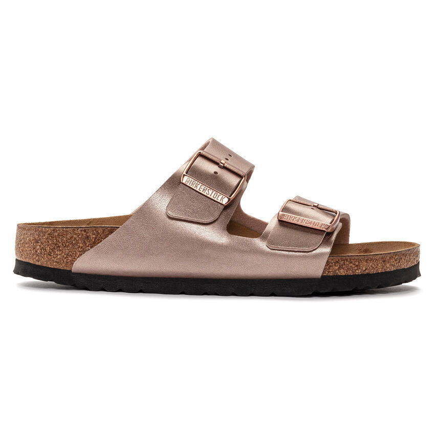 Birkenstock Arizona Birko-Flor Copper. An icon of timeless design and legendary comfort, the Arizona sandal comes in durable Birko-Flor for a classic, leather-like finish. Complete with signature design elements, like a contoured cork-latex footbed for the ultimate in support.