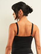 Curds & Whey Deep V-Neck Adjustable Strap Tank Top in Black, back view