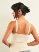 Curds & Whey Deep V-Neck Adjustable Strap Tank Top in Bone, back view