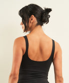 Curds & Whey Square Neck Tank Top in Black, back view