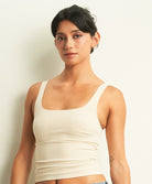 Curds & Whey Square Neck Tank Top in Bone, front view