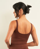 Curds & Whey Square Neck Tank Top in Brown, back view