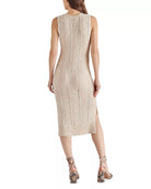 Steve Madden Amirah Sweater Dress Oatmeal. Introduce some effortless style to your spring wardrobe with the Amirah Dress. This dropped stitch tank dress features open side slits for a breezy feel while still maintaining a bodycon fit.
