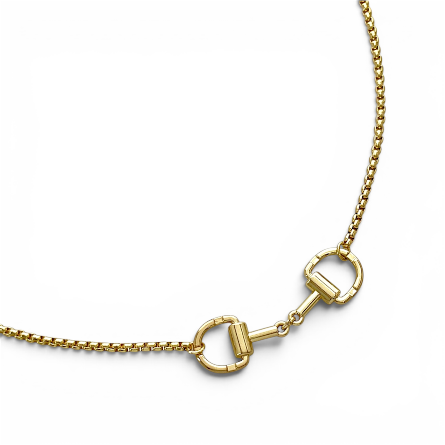 OMG blings Horsbit Link Necklace in Gold, detail view