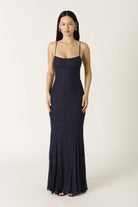 Beautiful Chaos Off Lace Maxi Dress in Navy, front view