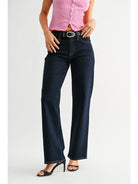 High-rise straight-leg jeans with classic five-pocket styling and a clean finish.