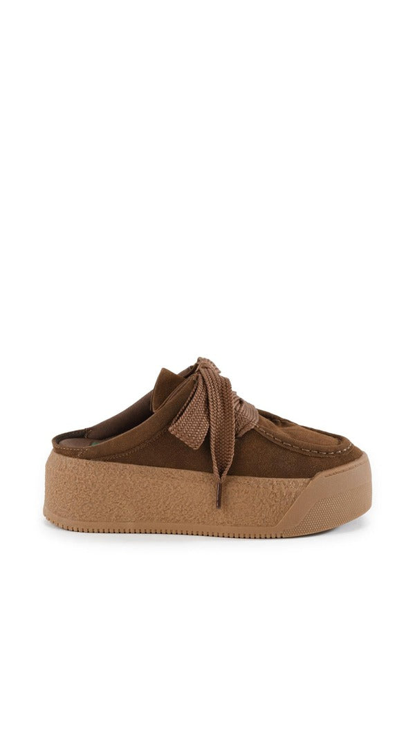 Seychelles Evolution Platform Mules in Brown, side view