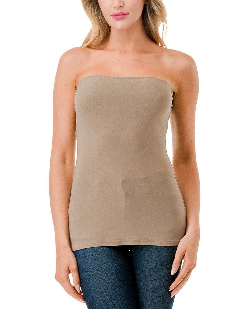 Danna Fitted Tube Top Nude. This fitted tube top is the perfect basic to add to your closet for the warmer months, with a slim fit that's perfect for tucking into high rise jeans or shorts for a chic everyday look.