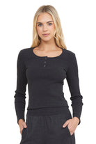 Vintage Havana Seamless long sleeve Henley in black