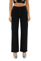 hidden high rise stretch wide leg black jean