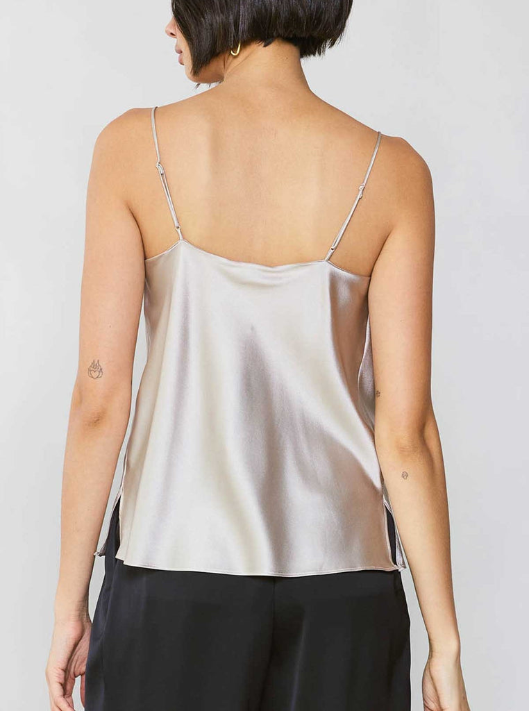 Current Air Cowl Neck Cami Champagne. A softly draped cowl neckline emphasizes the slinky shape of this sexy cami top suspended by teeny spaghetti straps. Minimalist in style, maximum allure.