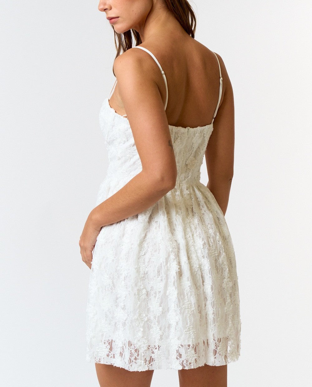 Yara Lace Bustier Mini Dress L / Off White