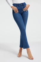 Good American Straight Leg Jeans Blue. The ultimate sculpting jeans, featuring an iconic straight leg fit, these are the body-hugging, booty shaping jeans of your dreams featuring a mid-rise and clean design.