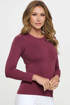 long sleeve top, fitted top, layering essential, women’s basics, wardrobe staple, Whim boutique, sleek fitted top, everyday style, minimalist fashion, chic essentials