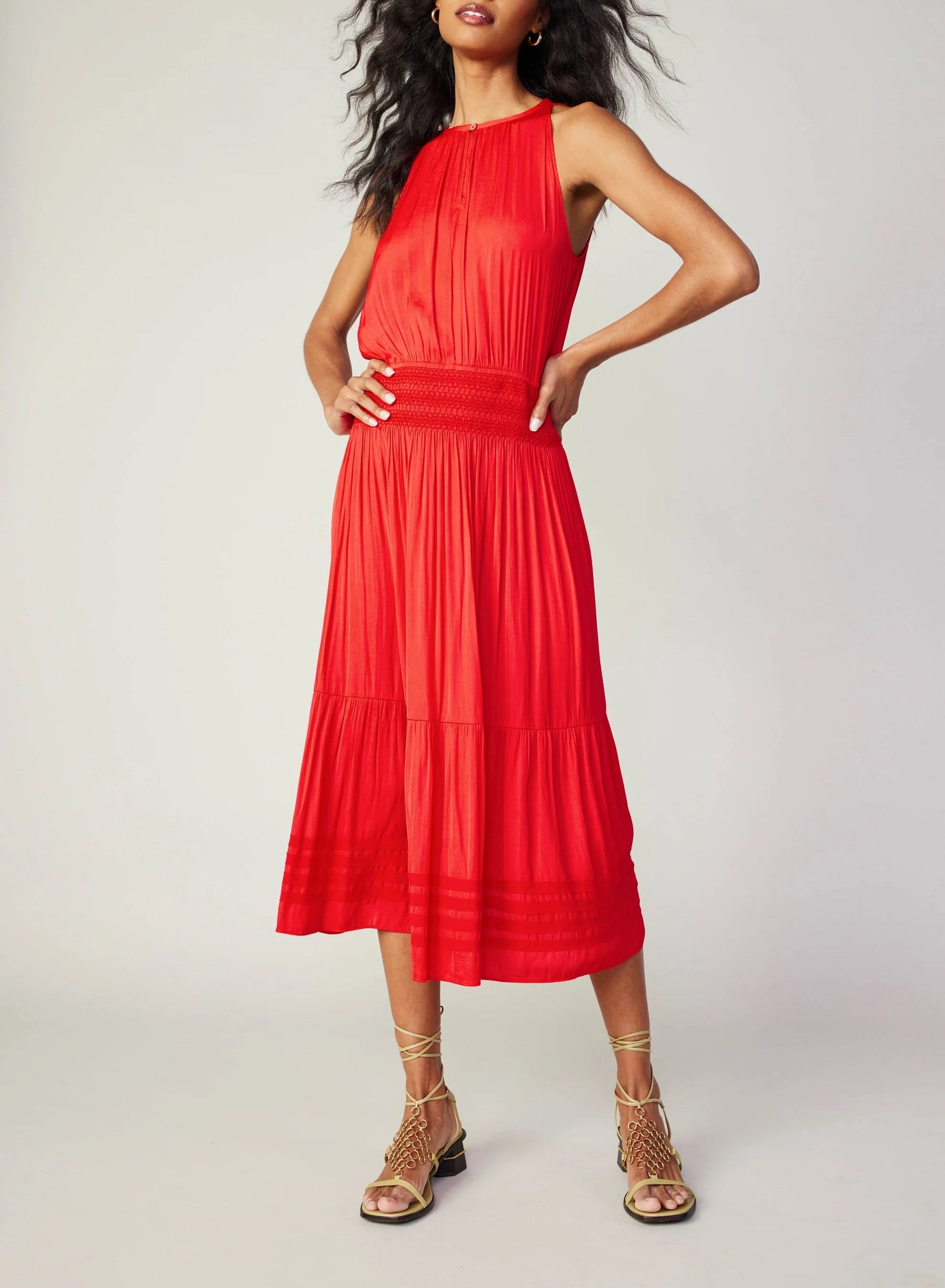 knee length dresses for ladies Leia White Flutter Sleeve Midi Current Air Dress Sale Xs