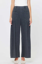 washed black wide leg pant 