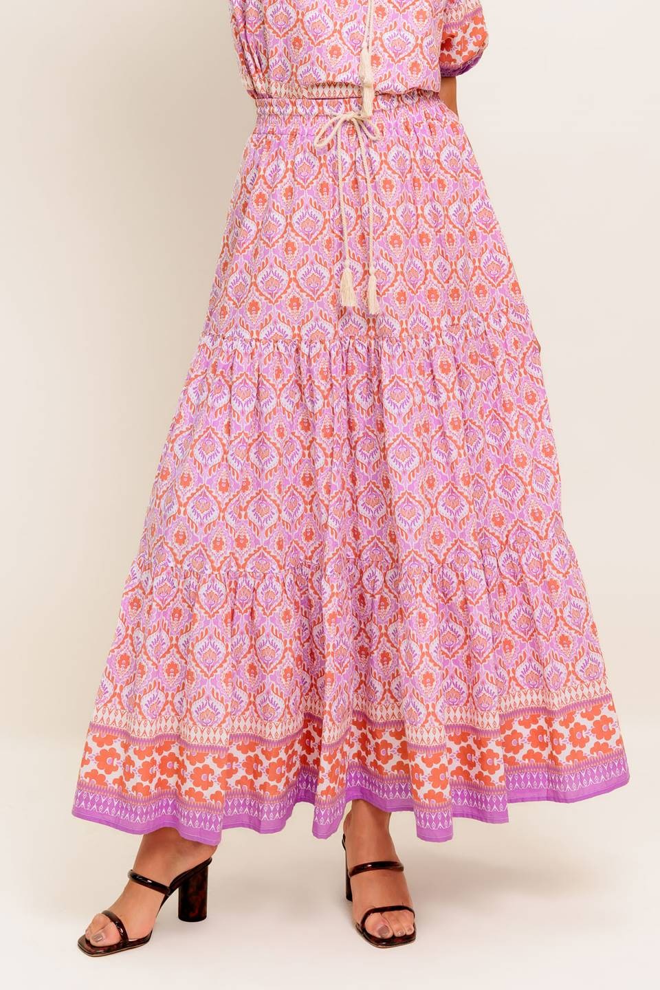 printed maxi skirt, tiered maxi skirt, boho maxi skirt, drawstring maxi skirt, elastic waist maxi skirt, statement maxi skirt, boutique maxi skirt, vacation skirt, flowy maxi skirt, women’s maxi skirt, casual maxi skirt, boho boutique skirt