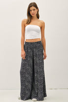 Paisley Wide Leg Elastic Pant