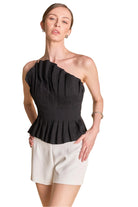 black ruffled tube top with strap