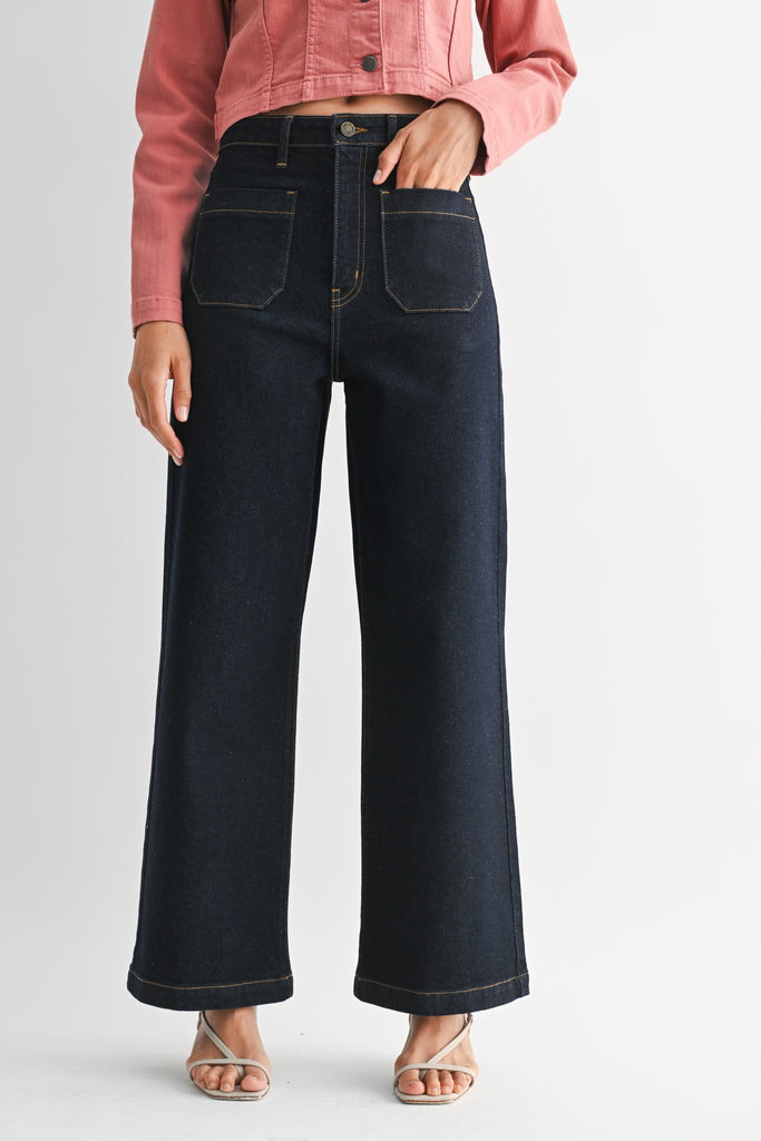 Just Black Denim Patch Pocket Wide Leg