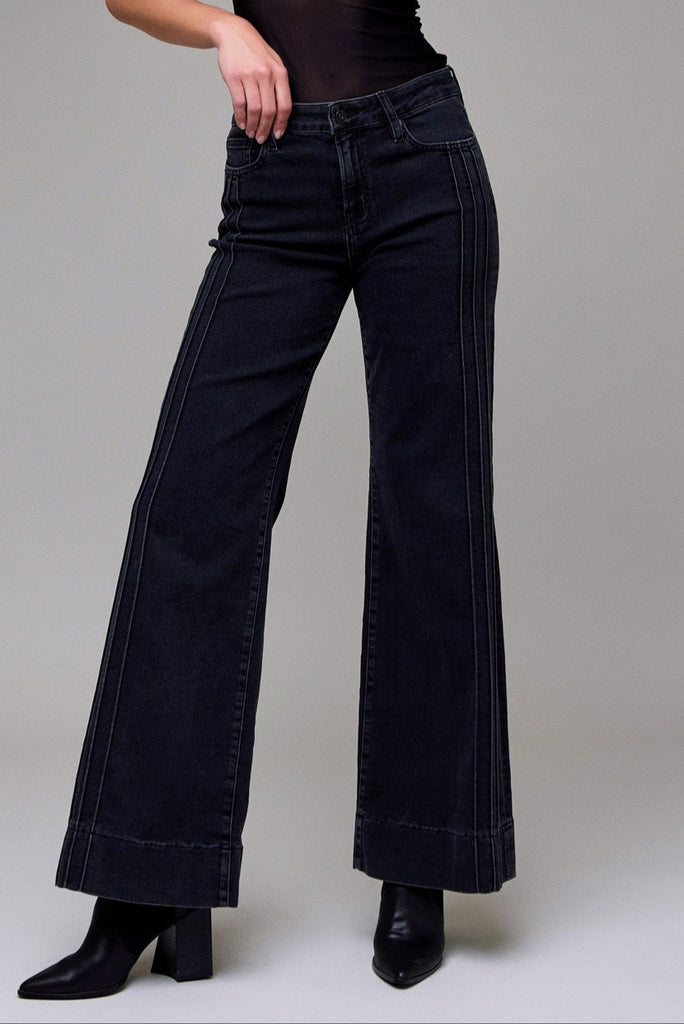 Hidden Charcoal Wash Stretch Mid Rise Comfort Flare