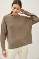 oversized hooded sweater in brown