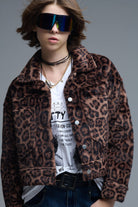 fall jacket faux fur jacket leopard jacket fuzzy cropped jacket
