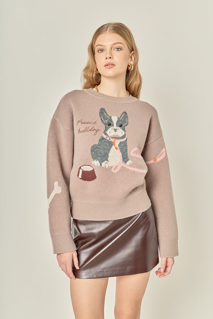 french bulldog sweater
dog sweater graphic knit
cute dog graphic sweater
winter knit pullover
cozy neutral knit sweater
women’s novelty sweater
trendy winter sweater 2025
casual knit top outfits
soft beige graphic sweater
fun holiday sweater women