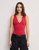 sleeveless bodysuit, deep v bodysuit, women’s bodysuit top, sculpting bodysuit, layering bodysuit, wardrobe essential bodysuit, boutique basics