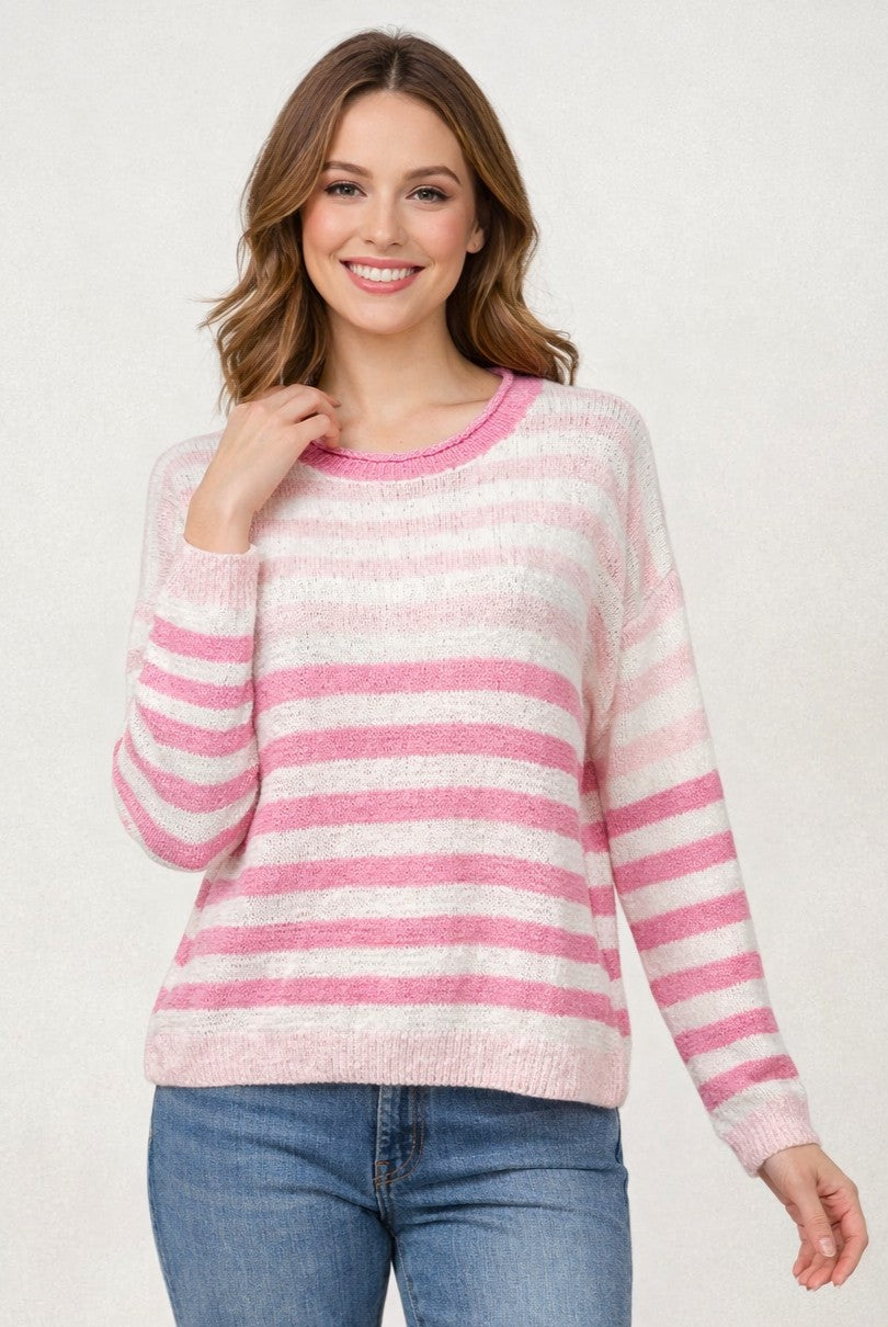 Striped sweater with crew neckline and relaxed fit