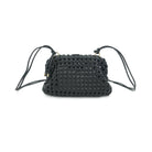 Rope Strap Woven Bag Black. This bag features a double rope strap and woven design, the perfect cool piece to add to your outfit for an extra touch of style.